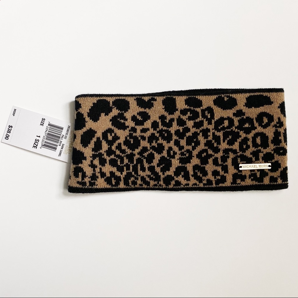 NWT Michael Kors Tan Leopard Print Ear Warmers